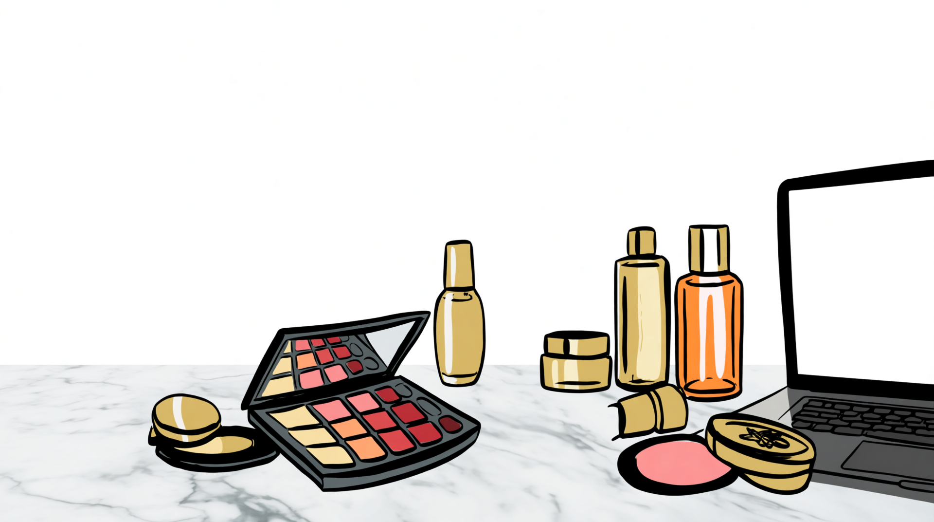 Makeup palette and skincare products illustrating high-paying beauty affiliate programs for 2026.