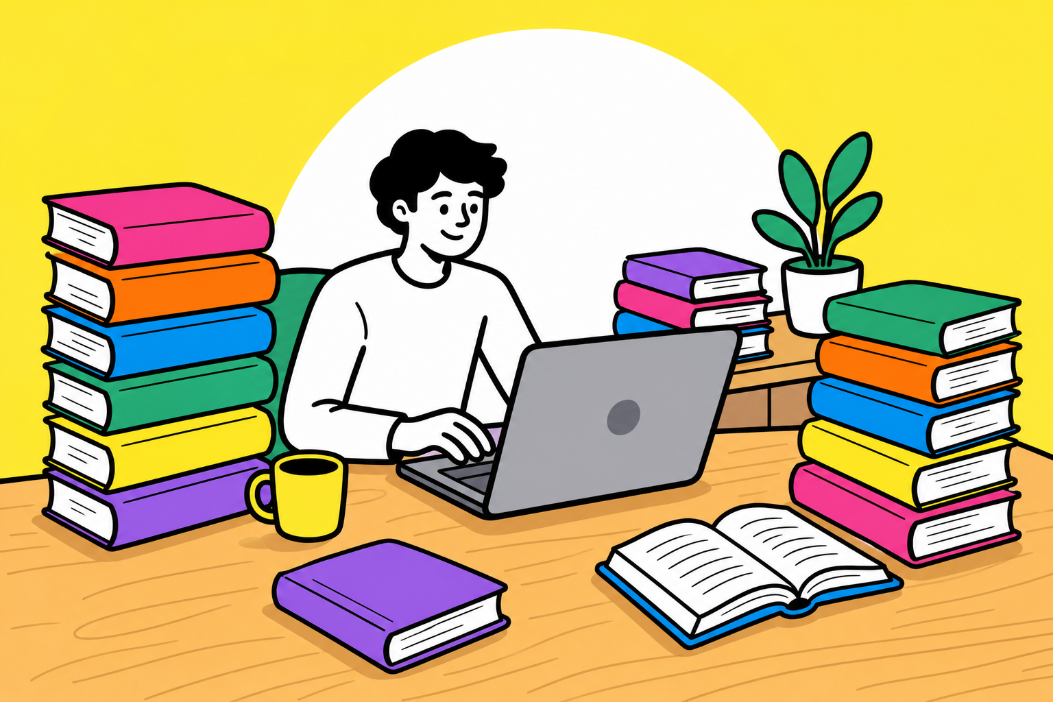 A flat lay of open books, a smartphone displaying affiliate dashboards, and a laptop showing analytics