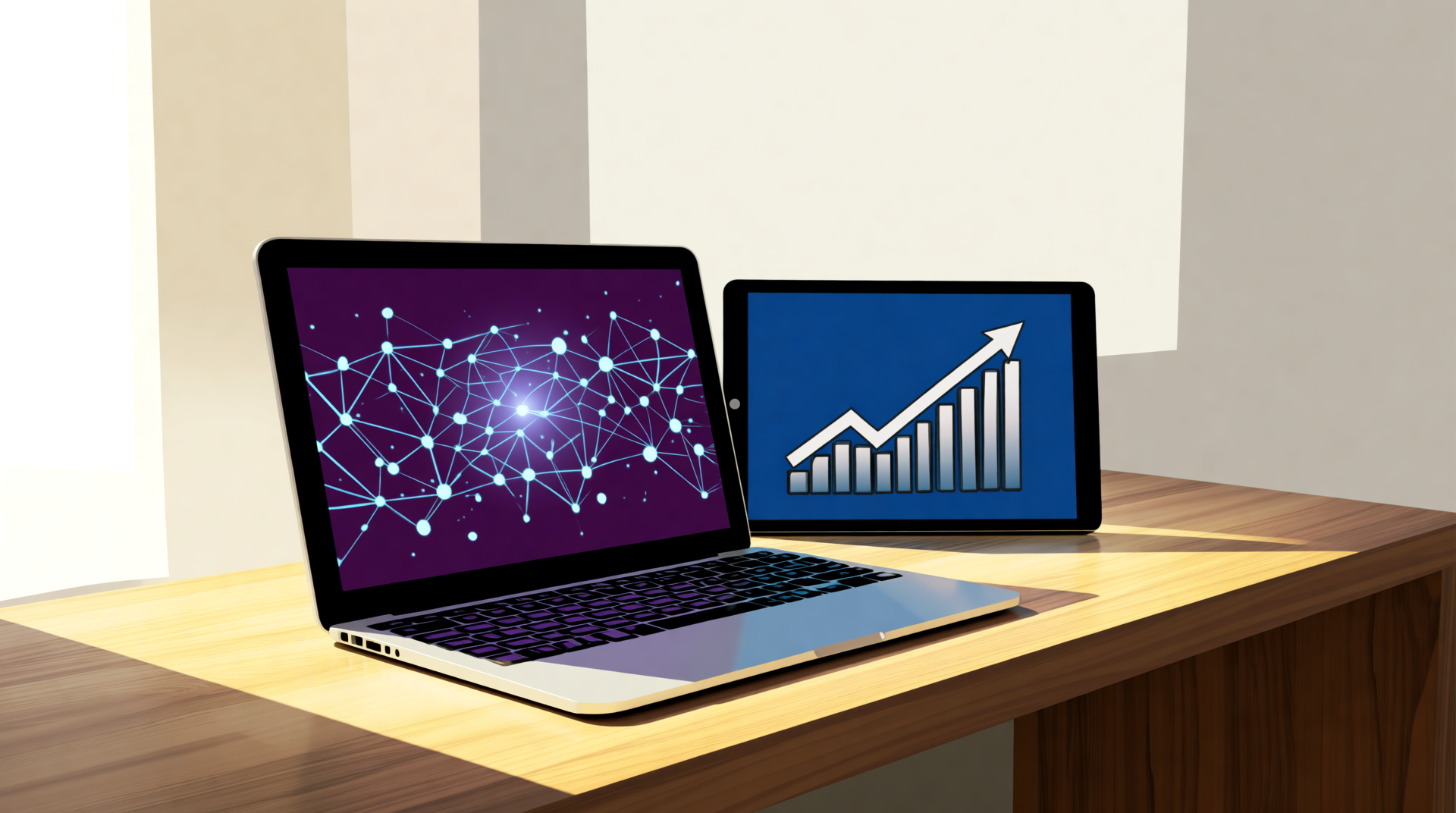 Freelancer working on a laptop analyzing affiliate marketing data and charts