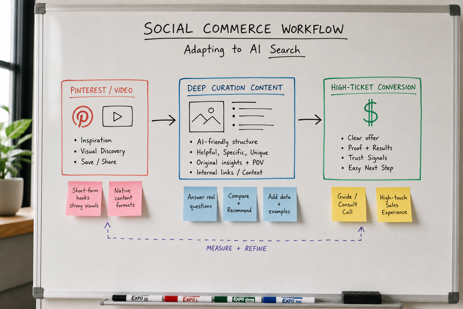 Workflow diagram for modern affiliate social commerce and SEO strategies
