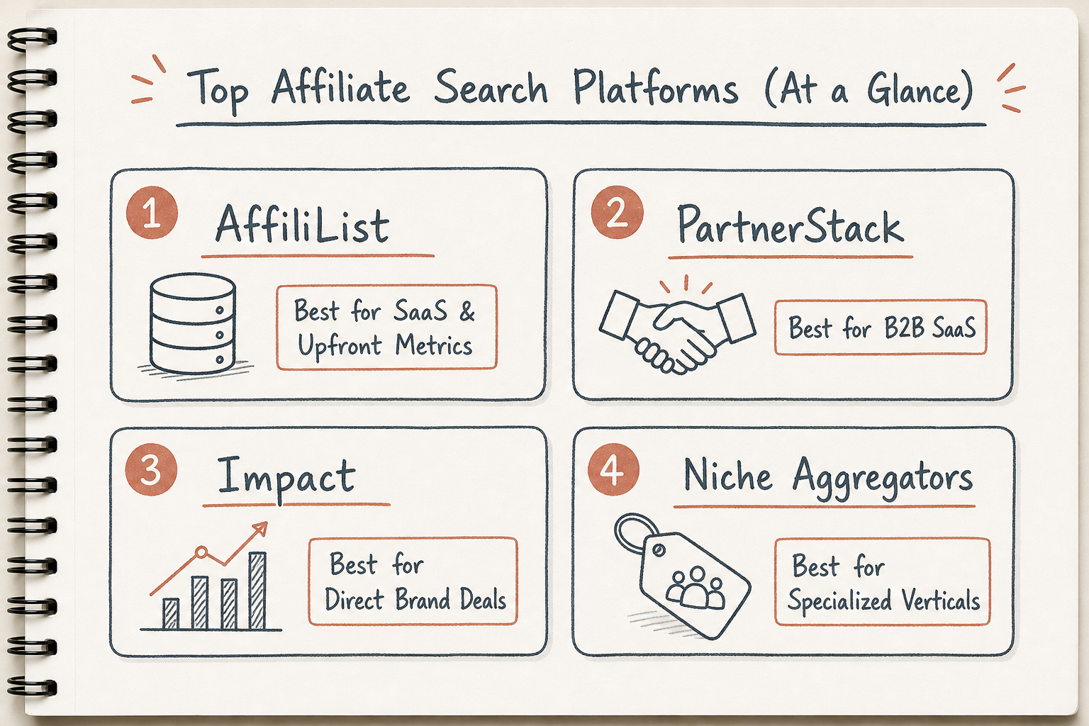 Diagram comparing top alternative tools to find verified affiliate programs.