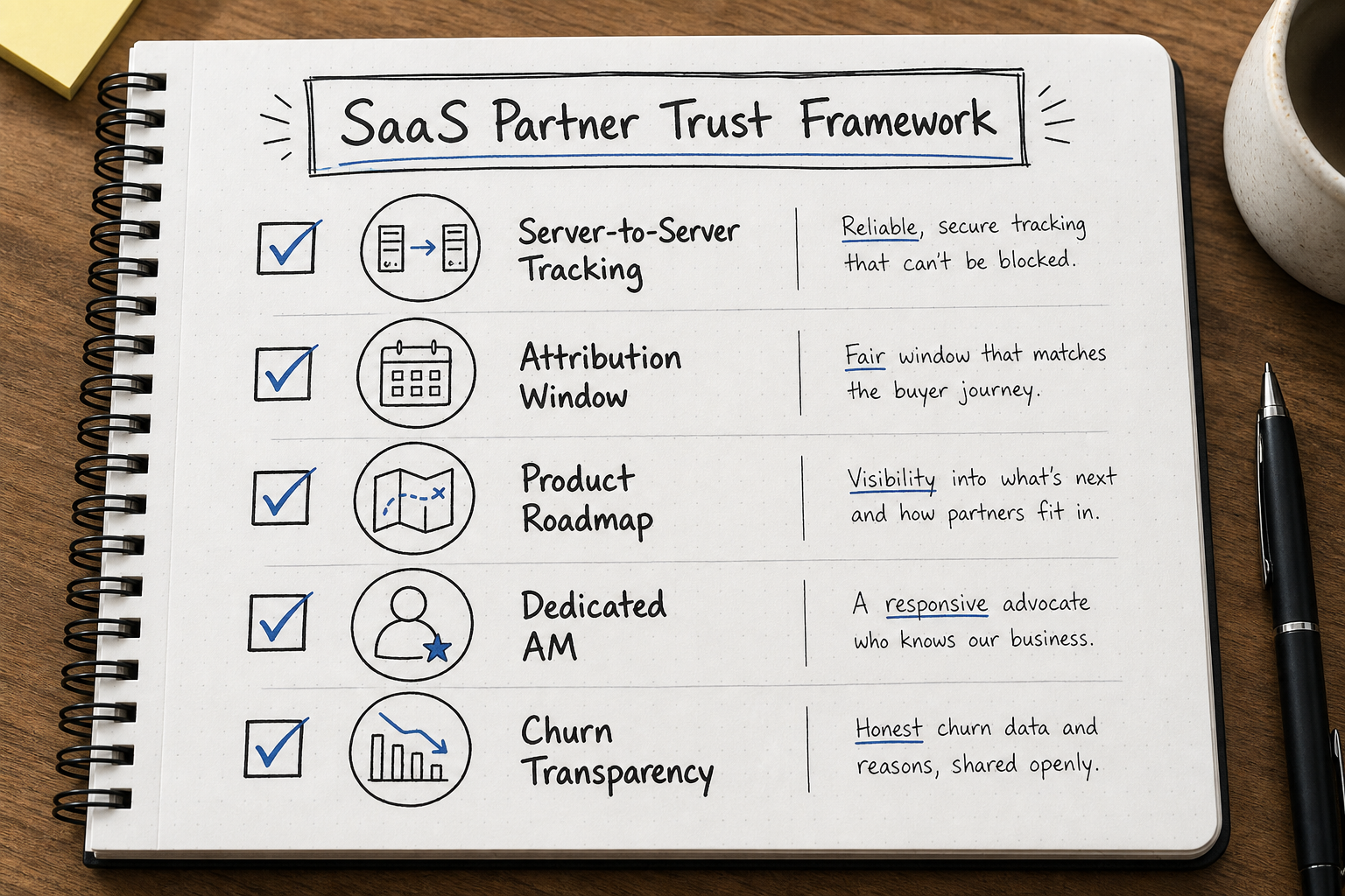 A trust evaluation checklist for vetting SaaS affiliate partners.