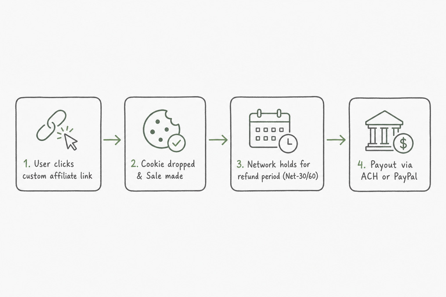The timeline of how affiliate commissions are tracked and paid
